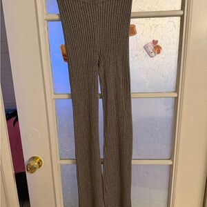Savage X Fenty Ribbed Wide-Leg Pants - Brown Heather